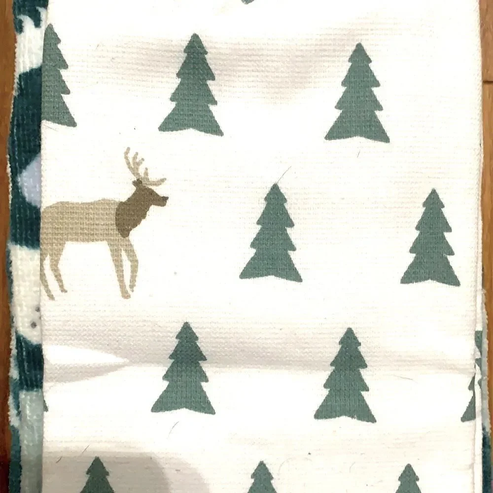 NWT Mama Bear Kitchen Towels Set of 2 Green White Rustic Cabin Decor